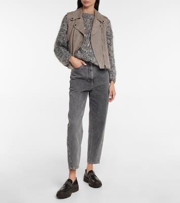 Gilet biker in suede | Brunello Cucinelli