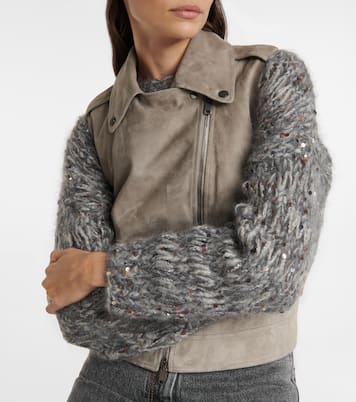 Gilet biker in suede | Brunello Cucinelli