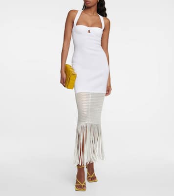 Diana fringe-trimmed knit midi dress | Galvan