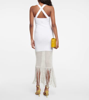 Diana fringe-trimmed knit midi dress | Galvan