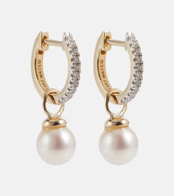 Boucles d’oreilles en or 14 ct, diamants et perles amovibles | Mateo