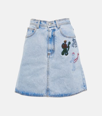 Embroidered high-rise denim miniskirt | Marni