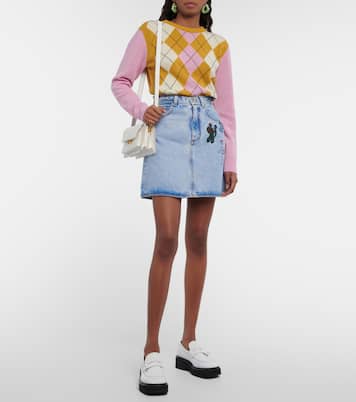 Embroidered high-rise denim miniskirt | Marni