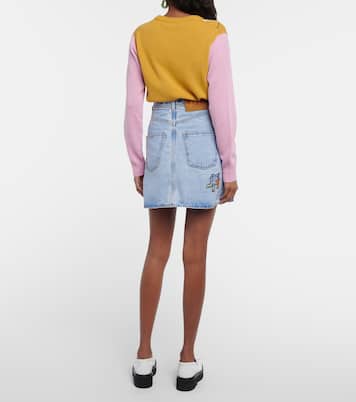 Embroidered high-rise denim miniskirt | Marni