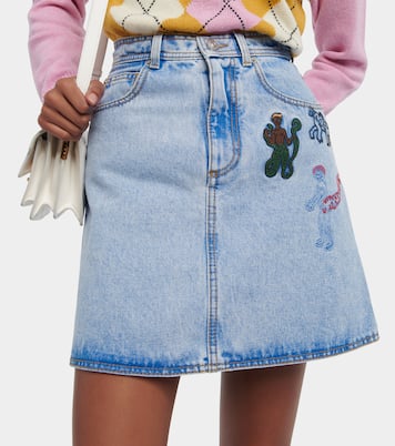 Embroidered high-rise denim miniskirt | Marni