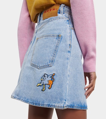Embroidered high-rise denim miniskirt | Marni