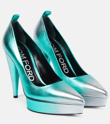 Metallic leather platform pumps | Tom Ford