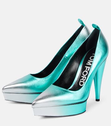 Metallic leather platform pumps | Tom Ford