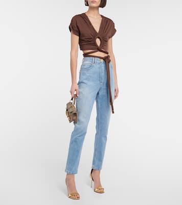 Draped cutout jersey tie top | Balmain