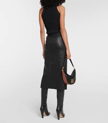 Taylor leather midi skirt | Stouls