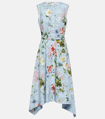 Vestido midi en mezcla de algodón floral | Oscar de la Renta