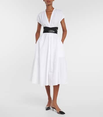 Abito midi in popeline di cotone con cintura | Alaïa