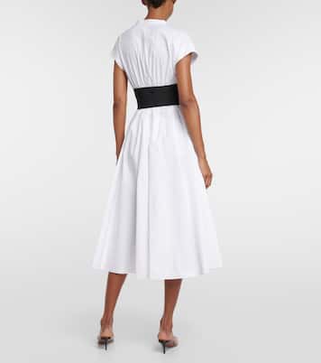 Abito midi in popeline di cotone con cintura | Alaïa