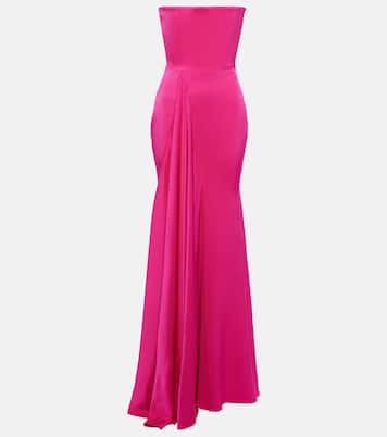 Robe longue bustier en crêpe de satin | Alex Perry