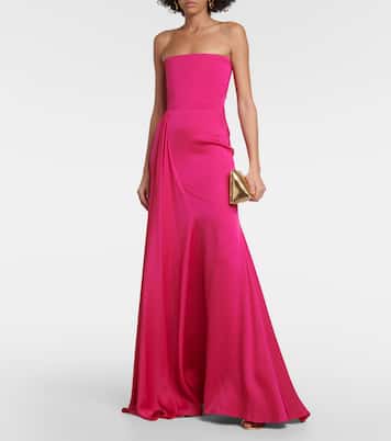 Robe longue bustier en crêpe de satin | Alex Perry