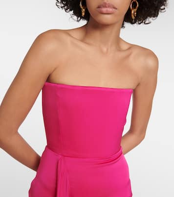 Robe longue bustier en crêpe de satin | Alex Perry