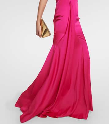 Robe longue bustier en crêpe de satin | Alex Perry