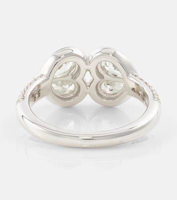 Twin Heart 18kt white gold ring with diamonds | Kamyen