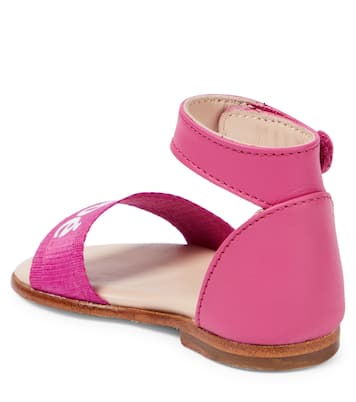 Baby logo leather and canvas sandals | Chloé Kids