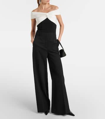 Colorblocked gathered cady top | Roland Mouret