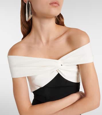 Colorblocked gathered cady top | Roland Mouret