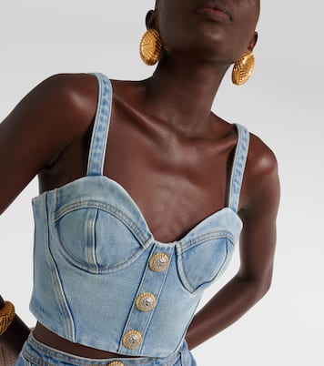Bustier cropped de denim | Balmain