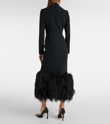 Abito midi in cady con piume | David Koma