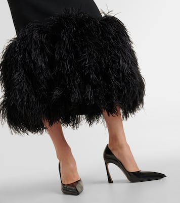 Abito midi in cady con piume | David Koma