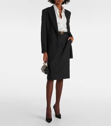 Jupe crayon en laine à fines rayures | Dolce&Gabbana