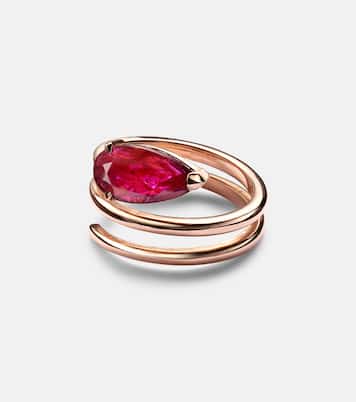 Ruby Pear 18kt rose gold pinky ring with ruby | Shay Jewelry