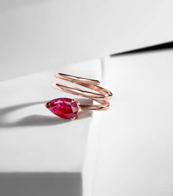 Ruby Pear 18kt rose gold pinky ring with ruby | Shay Jewelry