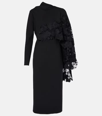 Midikleid aus Wolle mit Guipure-Spitze | Oscar de la Renta