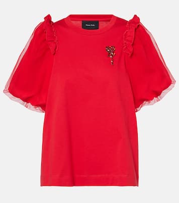 Embellished tulle and jersey top | Simone Rocha