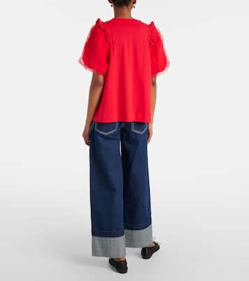 Embellished tulle and jersey top | Simone Rocha