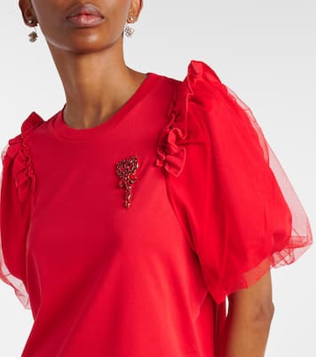 Embellished tulle and jersey top | Simone Rocha