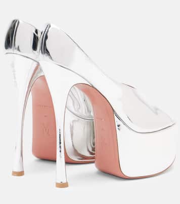 Anok 155 patent leather platform pumps | Amina Muaddi