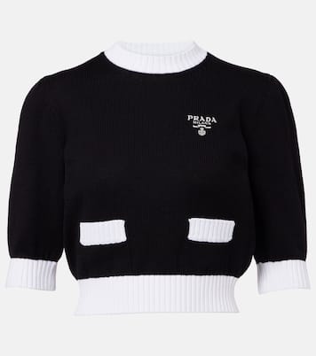 Pullover cropped in cotone | Prada