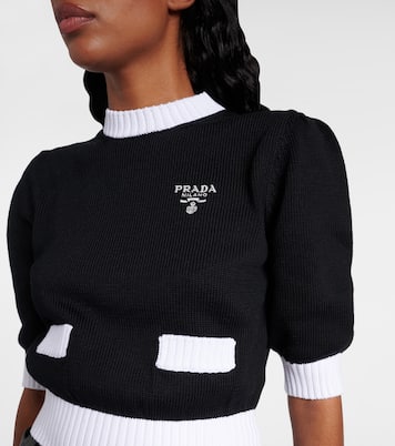 Pullover cropped in cotone | Prada