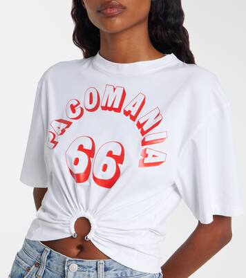 Printed cropped cotton-blend T-shirt  | Rabanne