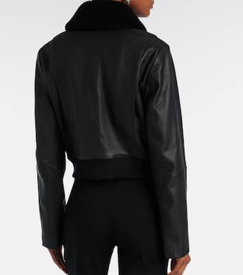 시어링 트리밍 레더 재킷 | Vince