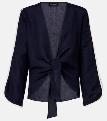 Bicolor linen-blend top | Adriana Degreas