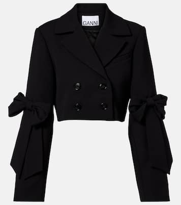 Double-breasted cropped blazer | Ganni