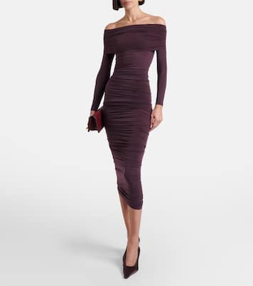 Ruched semi-sheer off-shoulder top | Wolford