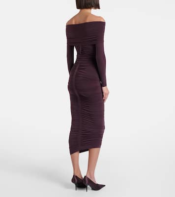 Ruched semi-sheer off-shoulder top | Wolford