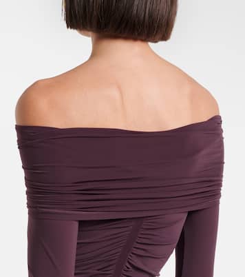 Ruched semi-sheer off-shoulder top | Wolford