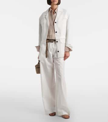 Cotton-blend wide-leg pants | Brunello Cucinelli