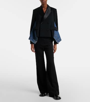 Double-breasted denim and wool jacket | Sacai