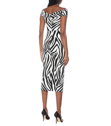 Off-shoulder zebra-print midi dress | Halpern