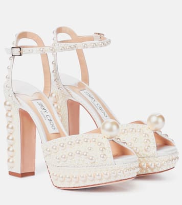 Saracria 120 embellished satin sandals | Jimmy Choo