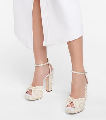 Saracria 120 embellished satin sandals | Jimmy Choo
